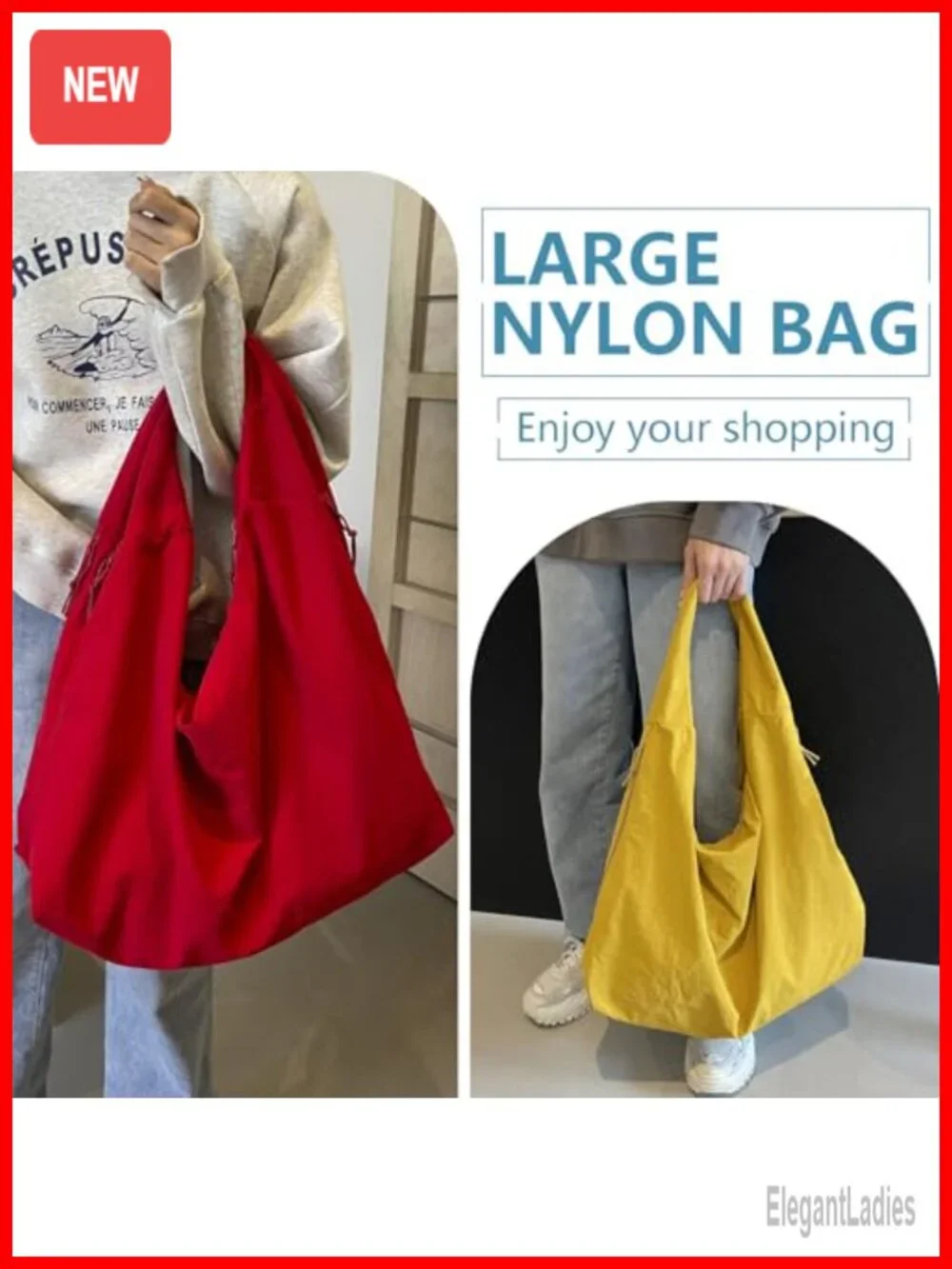 Large Nylon Hobo Bag Women Crescent Shoulder Bag Vintage Tote Casual Shopper